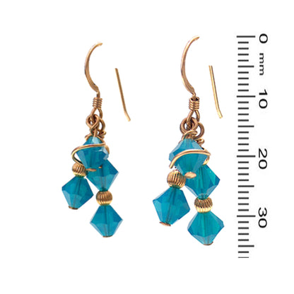 Caribbean Blue Crystal Array Earrings / 35mm length / gold filled earrings
