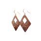 Copper Fire Earrings / 45mm length / handmade hammered pure copper / geometric diamond shaped