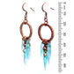 Blue Icicle Earrings / 65mm length / pewter hammertone rings with dark copper finish / dark copper earwires