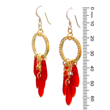 Red Icicle Earrings / 65mm length / gold filled earwires