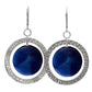 Ring Earrings / 54mm length / blue glass coin beads with silver pewter rings / sterling leverbacks