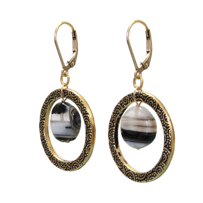 Sardonyx in Rings Earrings / 46mm length / gold filled leverback earwires / Earrings130416