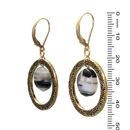 Sardonyx in Rings Earrings / 46mm length / gold filled leverback earwires / Earrings130416