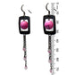 Black & Pink Chain Earrings / 75mm length / gunmetal hook earwires