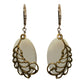 White Shell Earrings / 48mm length / river shell and feather / gold filled leverbacks