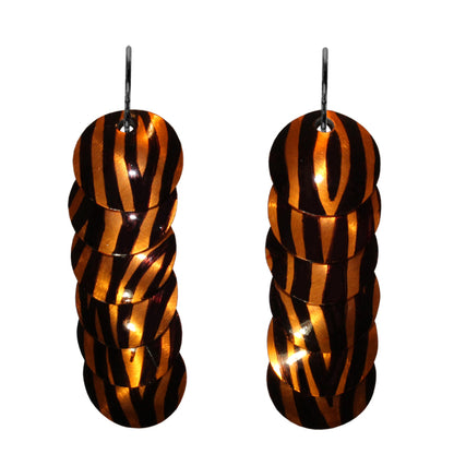 Tiger Stripes Earrings / 57mm length / black niobium earwires / safari africa zoo tiger stripes jewelry