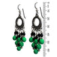 Neon Emerald Green Chandelier Earrings / 65mm length / dark silver with sterling earwires