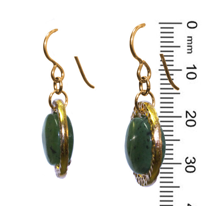 Green Serpentine Ring Earrings / 35mm length / gold filled earwires /