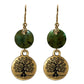 Green Serpentine Tree of Life Earrings /  47mm length / gold filled earwires