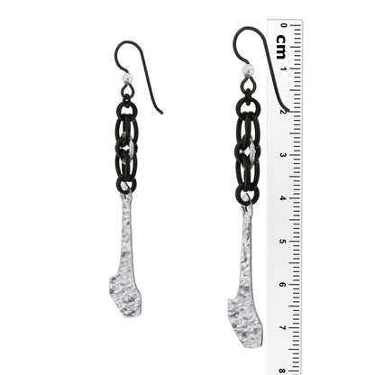 Chainmail Earrings with viking hammer pendant / 75mm length / niobium earwires