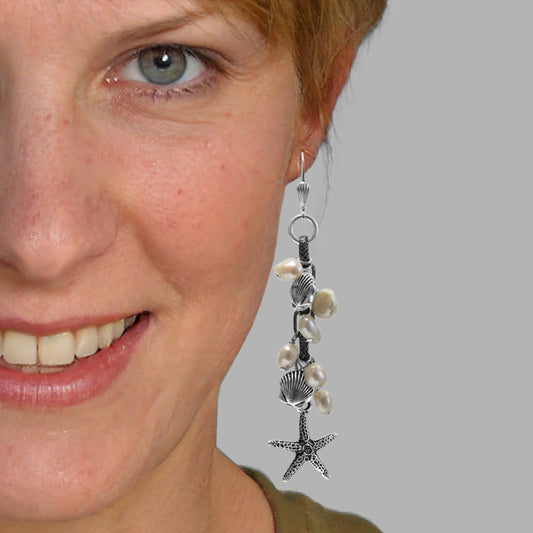 Beach Charm Earrings / choose from 5 color options / 80mm length / leverback earwires