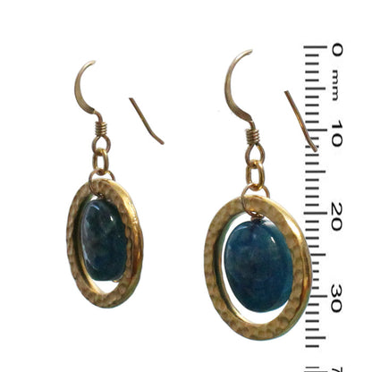 Blue Apatite Earrings / 35mm length / gold filled hook earwires