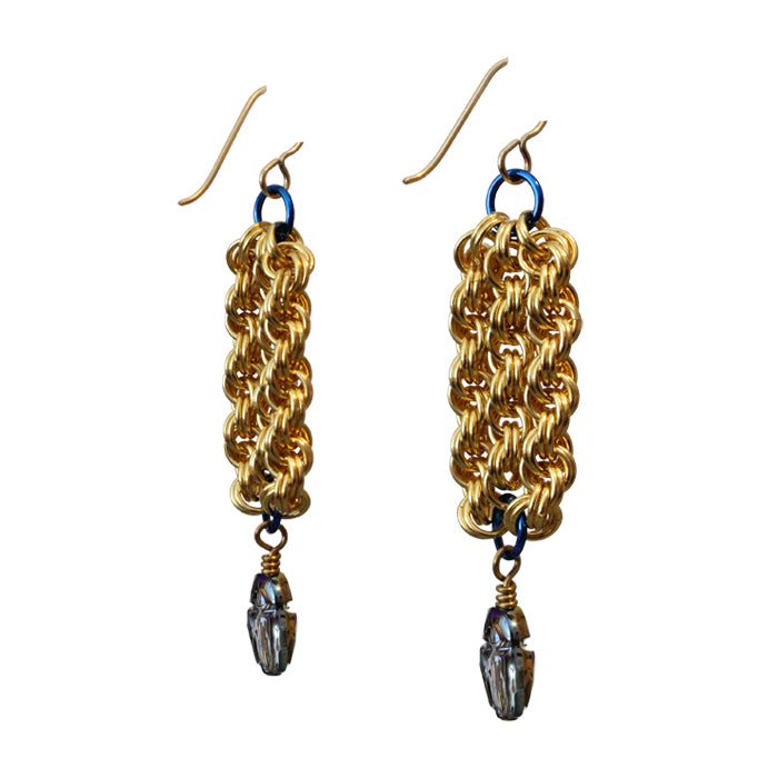 Queen of the Nile Chainmail Earrings / 67mm length / gold filled earwires