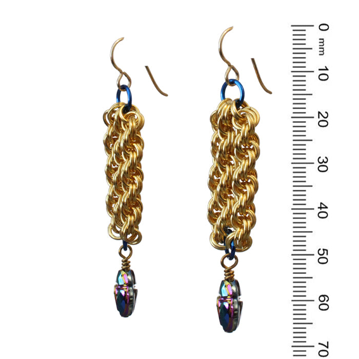 Queen of the Nile Chainmail Earrings / 67mm length / gold filled earwires