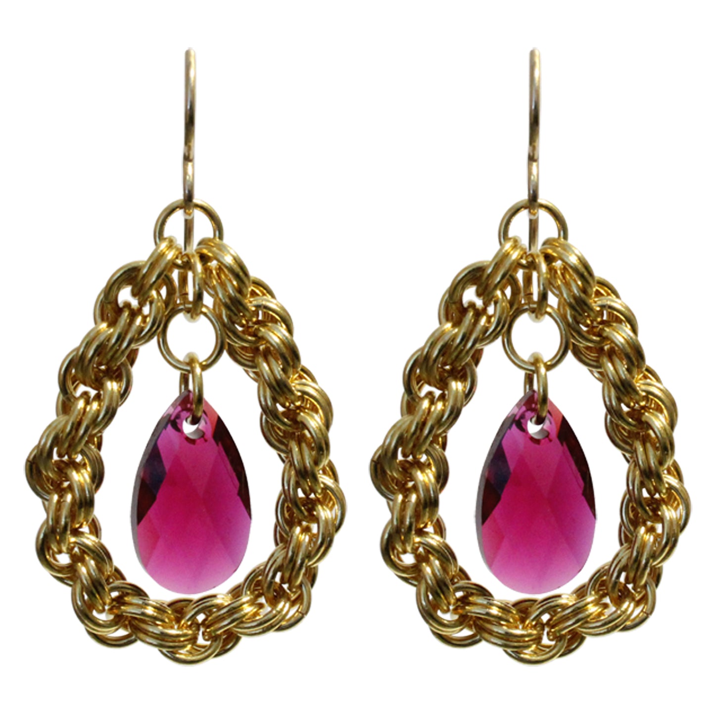 Red Carpet Chainmail Earrings / 48mm length / gold filled earwires