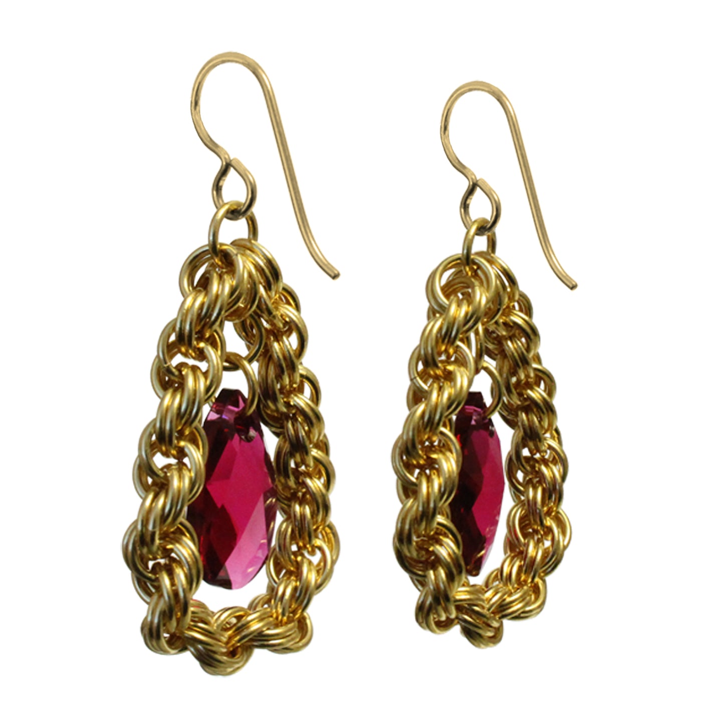 Red Carpet Chainmail Earrings / 48mm length / gold filled earwires