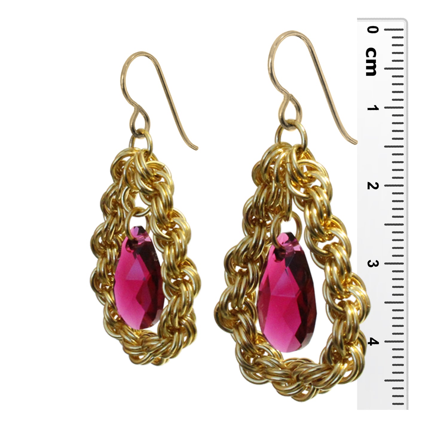 Red Carpet Chainmail Earrings / 48mm length / gold filled earwires