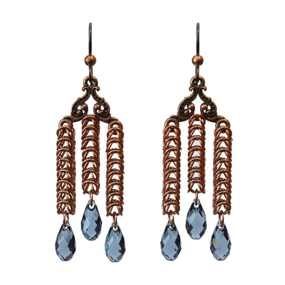 Denim Daydreams Chainmail Earrings / 64mm length / antique copper niobium earwires