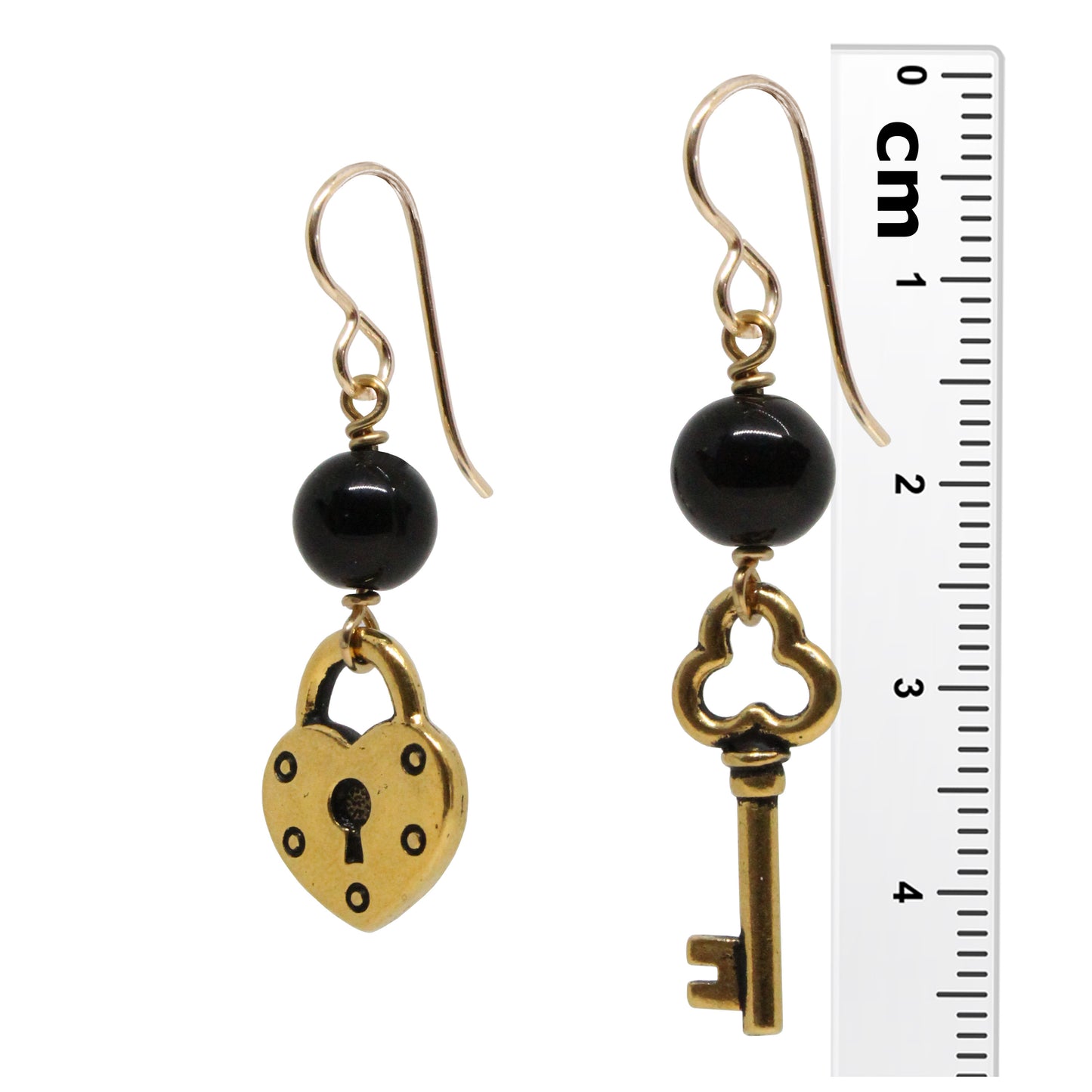Lock and Key Earrings / 47mm length / gold filled earwires / choose from angelite, aventurine, black onyx, carnelian, garnet, pink opal