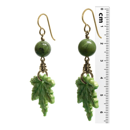 Spring Green Maple Leaf Charm Earrings / gold filled hook earwires