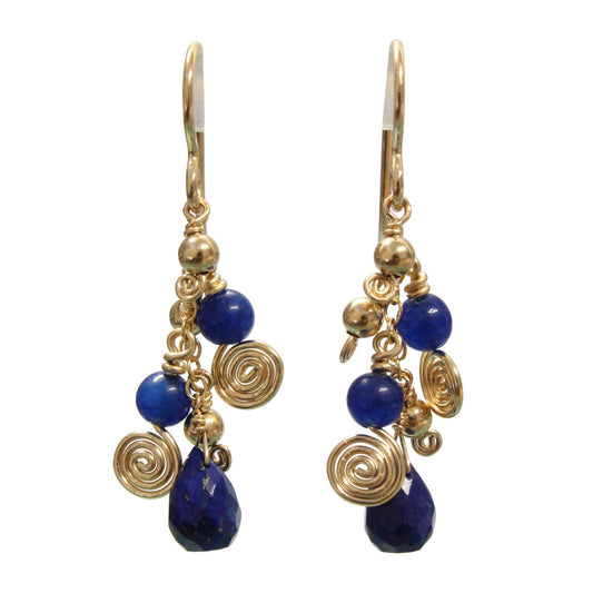 Galaxy Blue Lapis Earrings / 37mm length / gold filled hook earwires