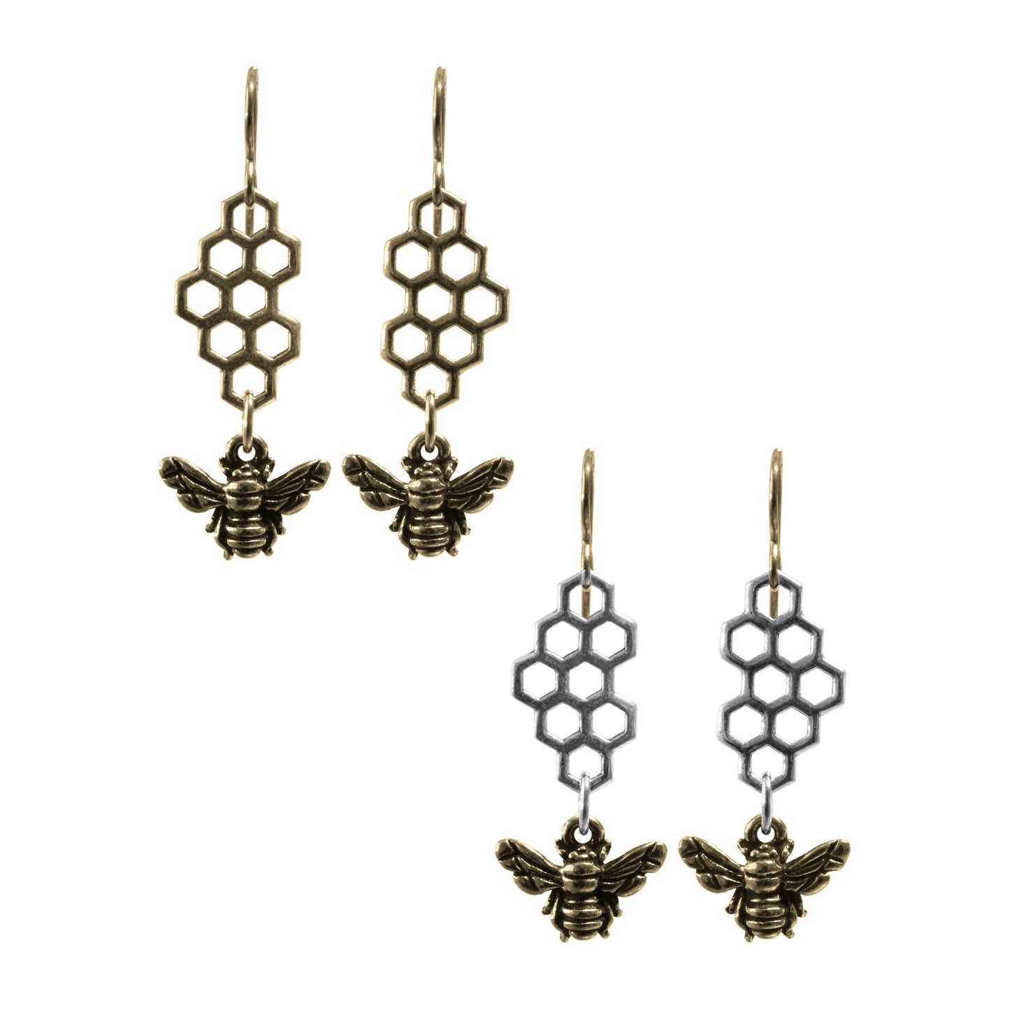 Honeybee Earrings / choose colorway - all gold or gold silver mix