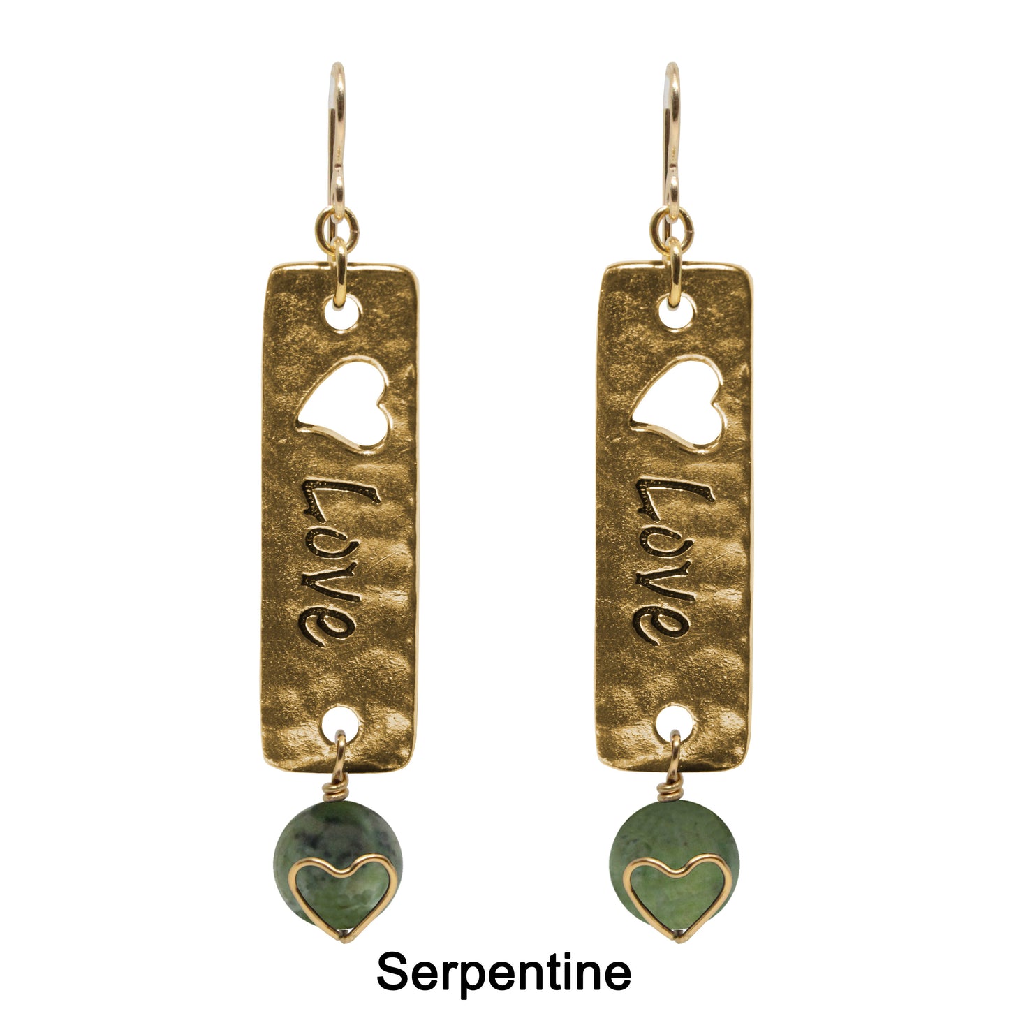 Love Heart Earrings / 70mm length / gold filled earwires / choose from angelite, carnelian, green agate, rose quartz, serpentine, sodalite