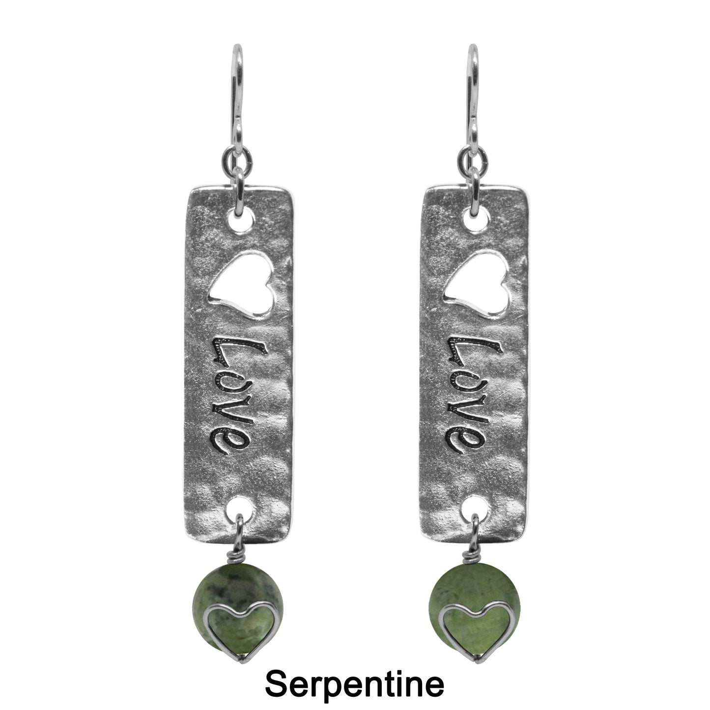 Love Heart Earrings / 70mm length / sterling earwires / choose from angelite, carnelian, green agate, rose quartz, serpentine, sodalite