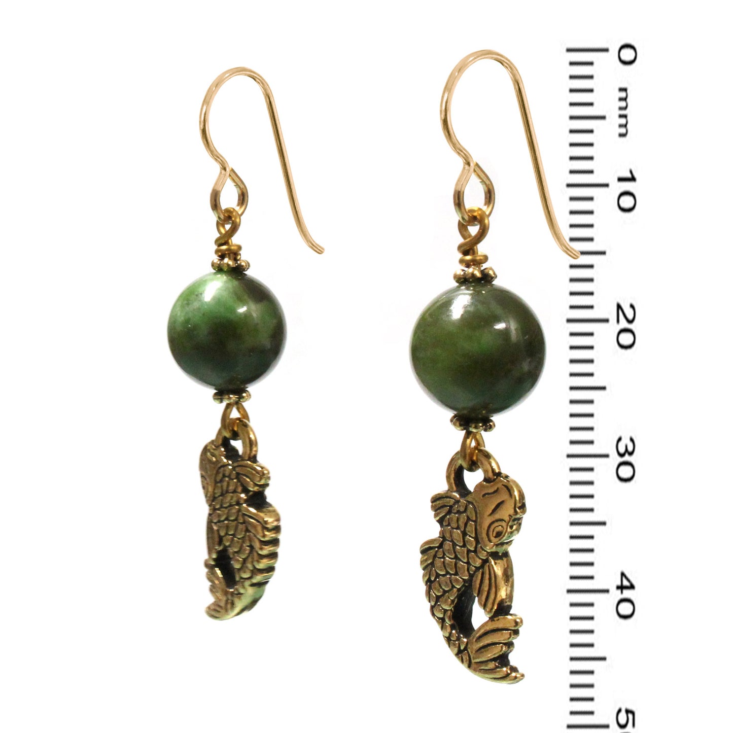 BC Jade Koi Earrings / 47mm length / gold filled earwires