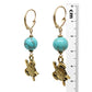 Turquoise Island Sea Turtle Earrings / 53mm length / gold filled shell leverback earwires