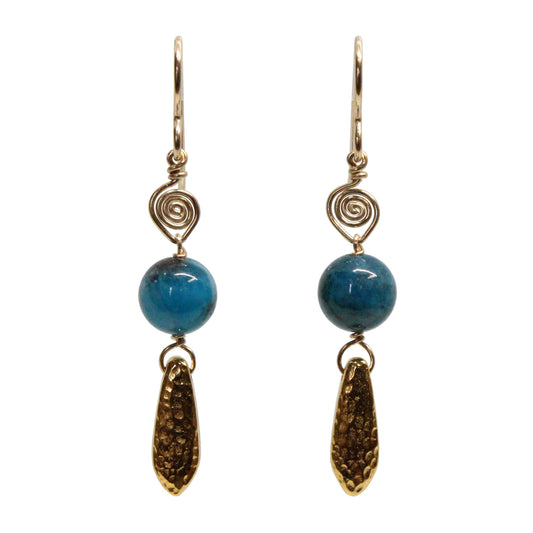 Water Dragon Blue Apatite Earrings / 50mm length / gold filled earwires