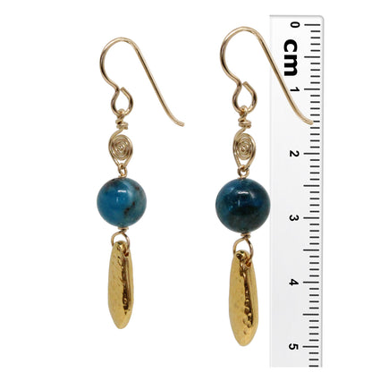 Water Dragon Blue Apatite Earrings / 50mm length / gold filled earwires