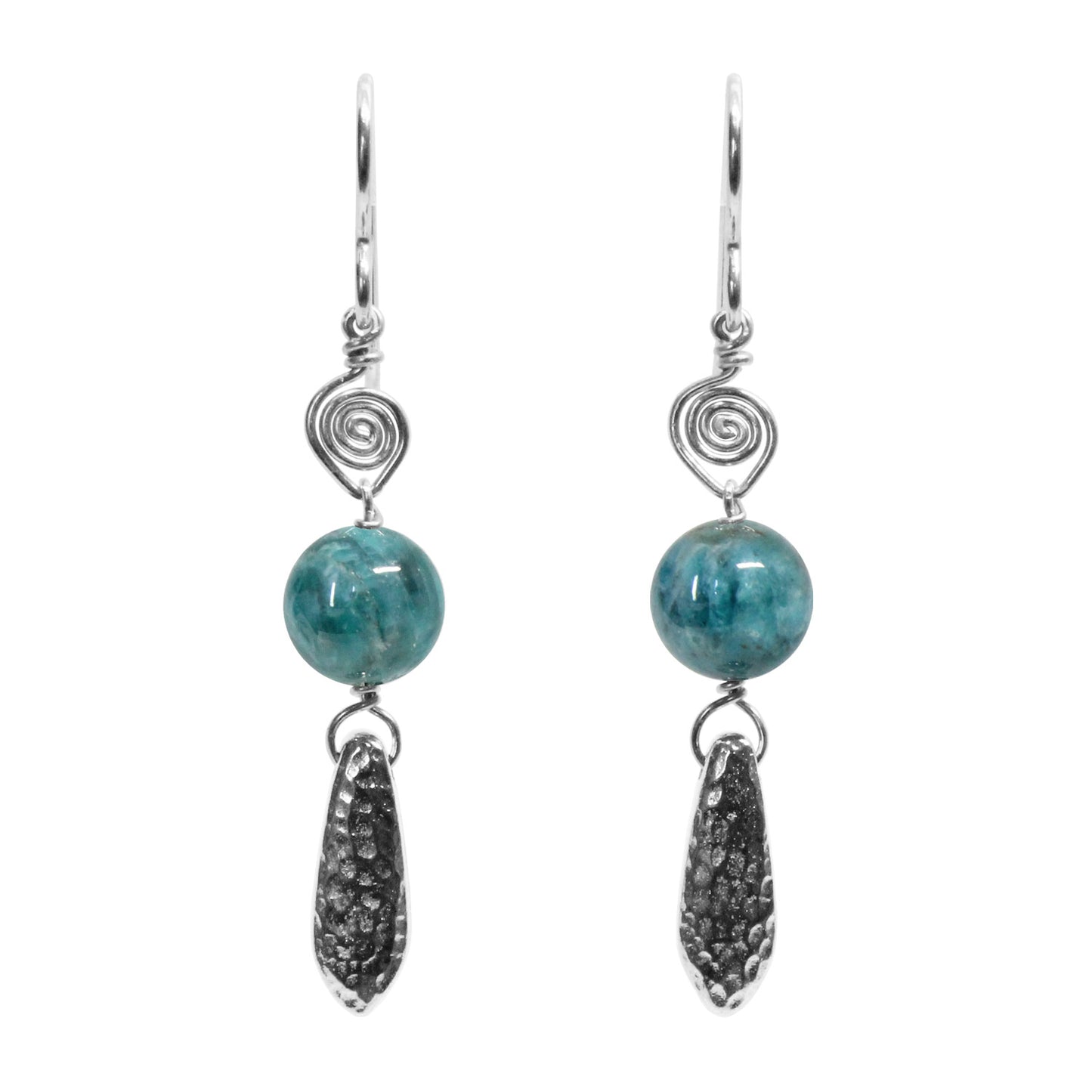 Water Dragon Blue Apatite Earrings / 50mm length / sterling silver earwires