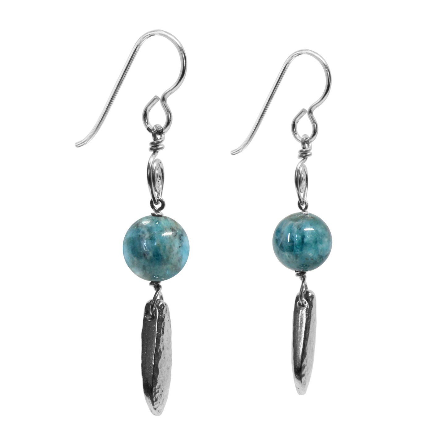 Water Dragon Blue Apatite Earrings / 50mm length / sterling silver earwires