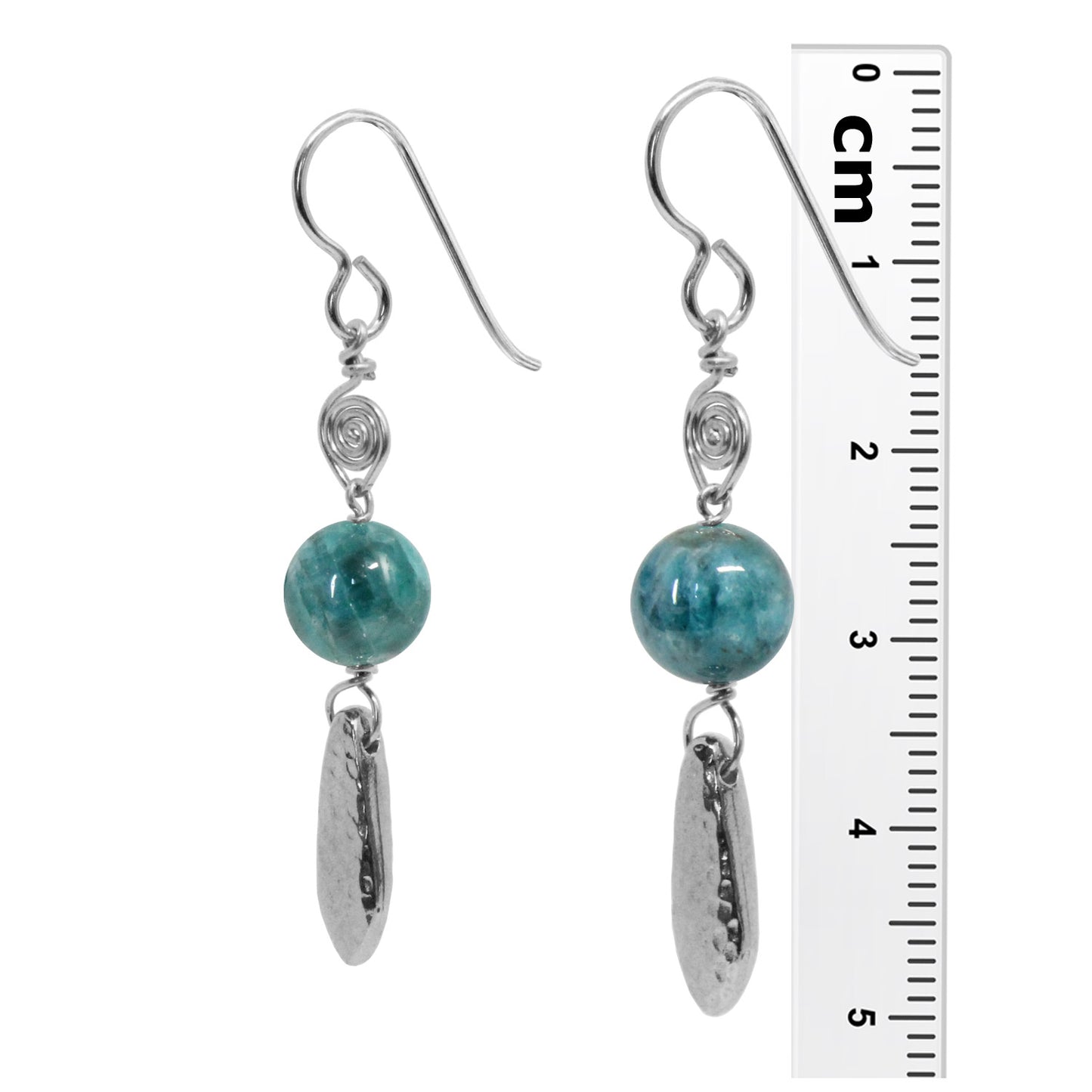 Water Dragon Blue Apatite Earrings / 50mm length / sterling silver earwires