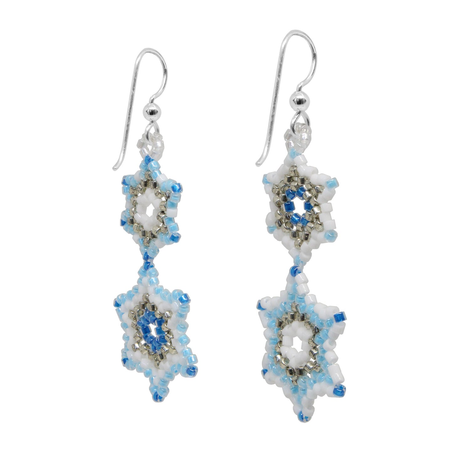 Winter Snowflake Earrings / 58mm length / sterling silver earwires with ball