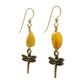 Dragonfly Amber Earrings / 50mm length / gold filled earwires