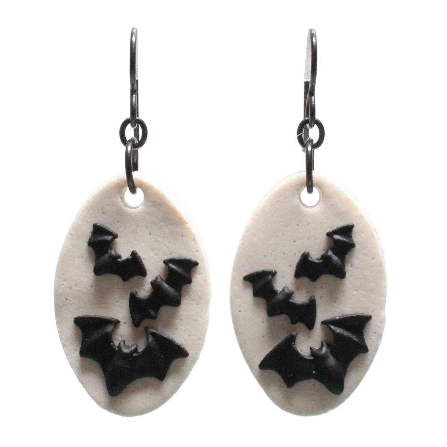 Halloween Bat Earrings / 50mm length / black niobium hook earwires