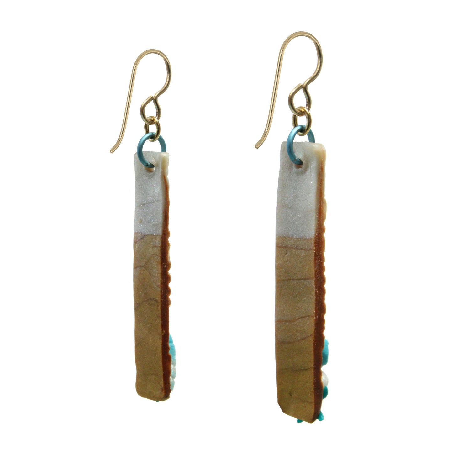 Beach Shell Rectangle Earrings / 63mm length / gold filled hook earwires