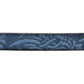 BLUE Embossed Floral 10mm Flat Leather Strap / sold by the foot / 10 mm wide x 2 mm thick