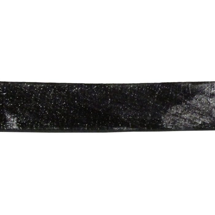 BLACK SILVER 10mm Flat Leather Strap / sold by the foot / 10 mm wide x 2 mm thick