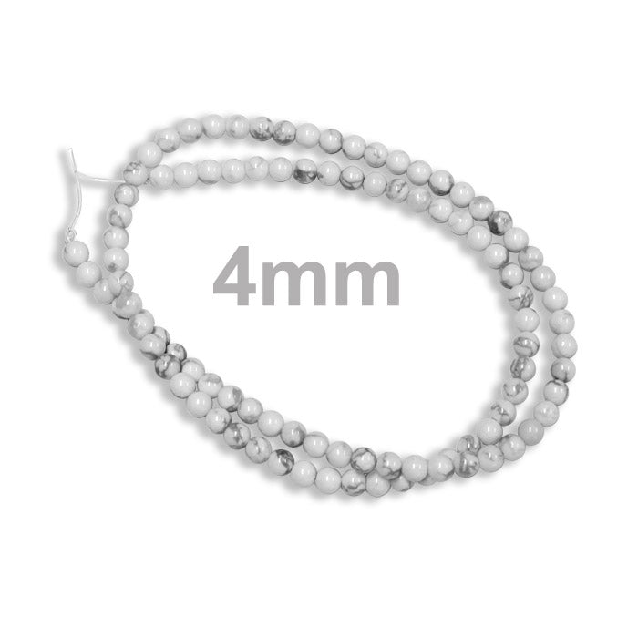 4mm White Howlite / 16" Strand / natural / smooth round stone beads