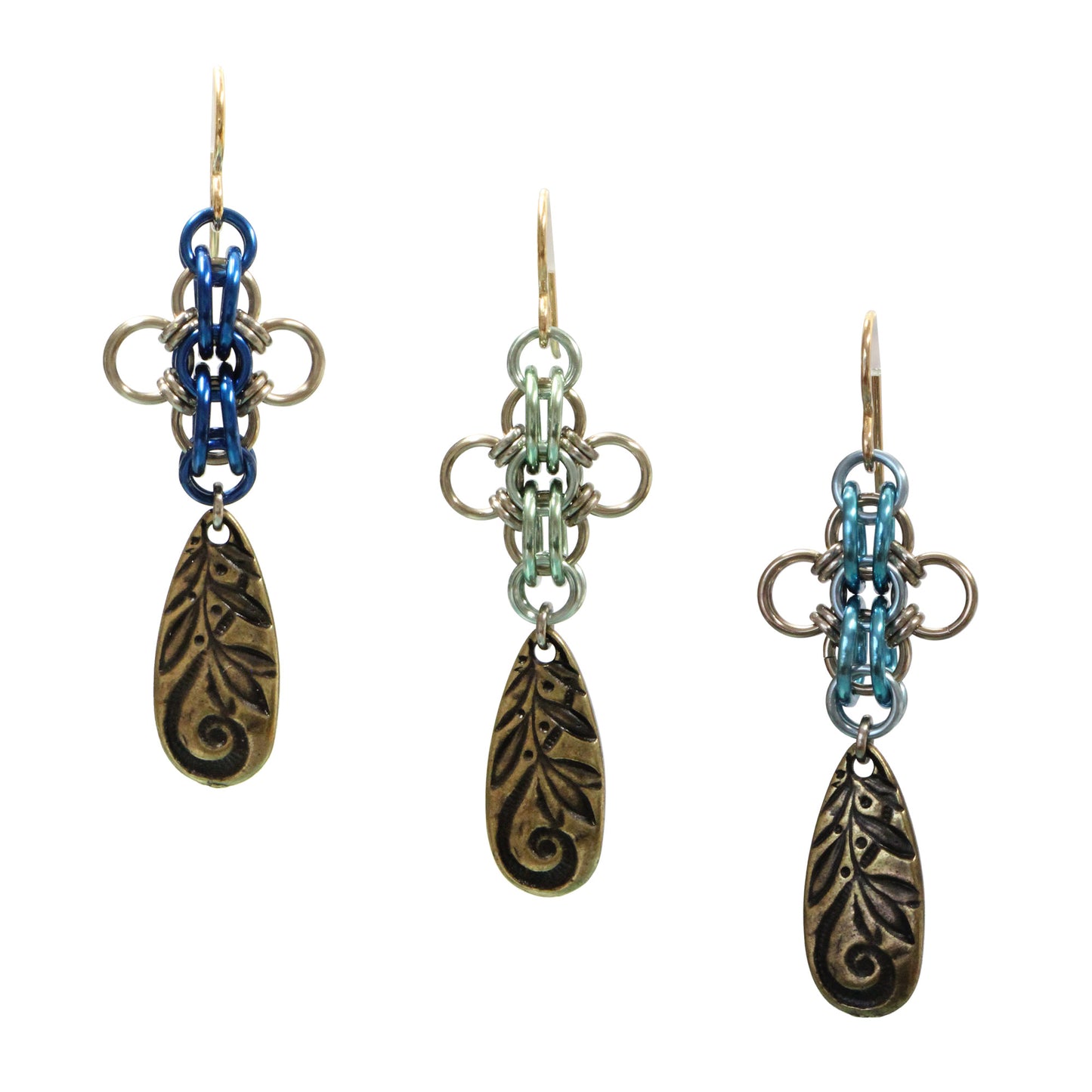 Fiesta en el Jardin Chainmail Earrings / choose from 3 color options / 58mm length / gold filled hook earwires