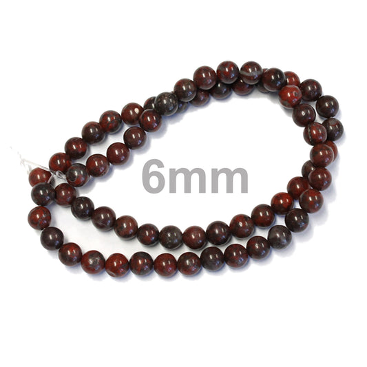 6mm Poppy Jasper / 16" Strand / natural / smooth round stone beads