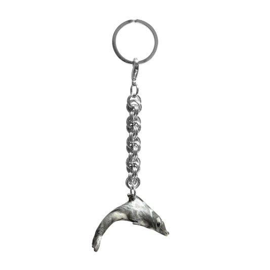Dolphin Keychain / 5.25 inches length / dark grey with light grey streaks