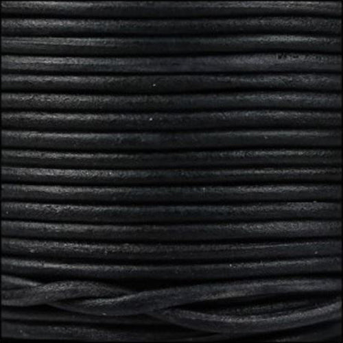 NATURAL BLACK MATTE 2mm Round Leather Cord