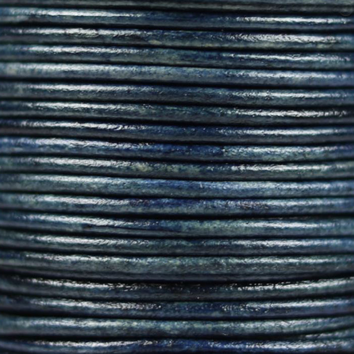 NATURAL DENIM 2mm Round Leather Cord