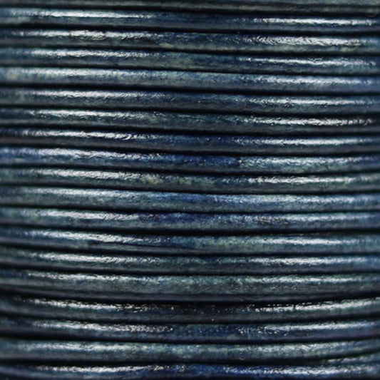 NATURAL DENIM 2mm Round Leather Cord