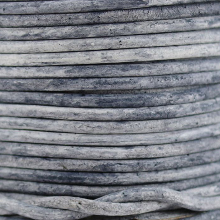 WEATHERED GREY 2mm Round Leather Cord