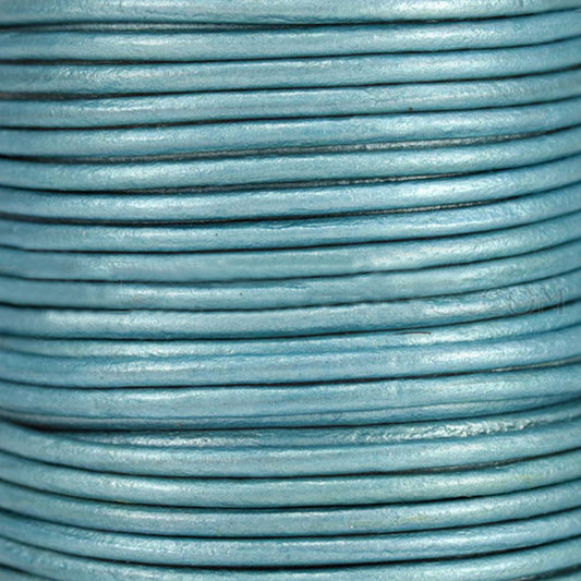 METALLIC DEEP AQUA 2mm Round Leather Cord